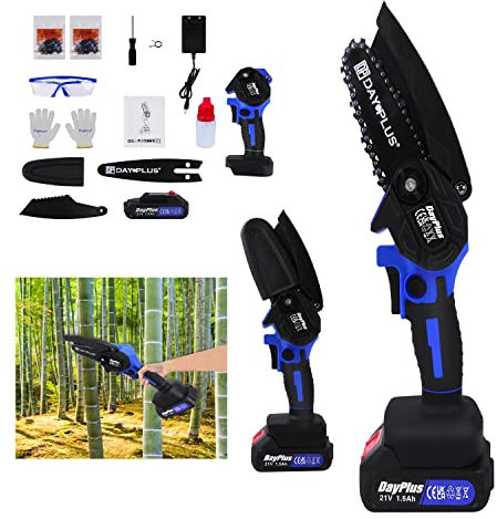 Mini Electric Chainsaw Cordless Garden Tool Lithium Electric Chainsaw 21V Handheld Woodworking Saw, Portable Wood Cutting/Tree Pruning Tool, Rechargeable Battery and Charger