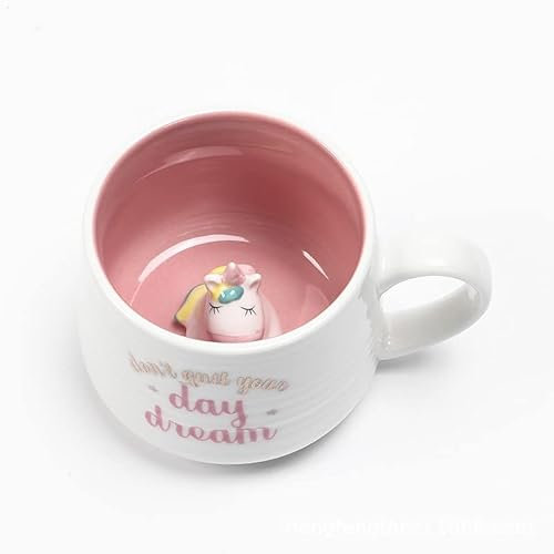 TENMEDARY Einhörner Tasse 3D Keramik Teetassen Süße Tee Kaffee Becher geschenk für Kinder Mädchen frau Grandma (Einhörner)