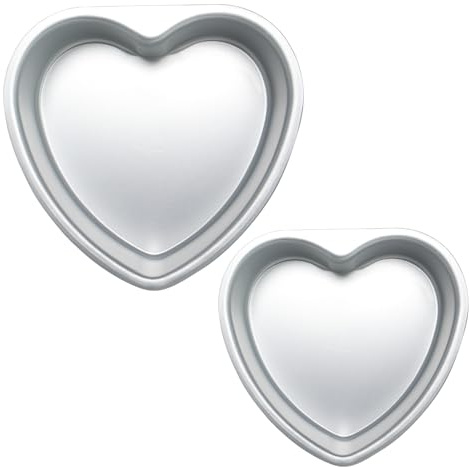 Gvhntk 2 pcs Heart Shaped Cake Pan 6 Inch 8 Inch Aluminum Cake Pans Heart Cake Tin Baking Cake Mold for Valentine's Weddings Birthday Party