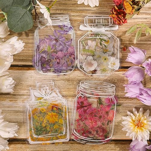 40Pcs Transparent Dried Flower Bookmarks Set, DIY Handmade Dried Flower Bookmarks for Women Kids
