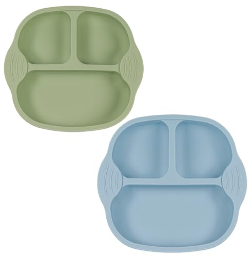 OFGAOO Saugschiffe für Babys: Kinderteller mit Saugnapf, 2 Pcs Silikon Rutschfester Baby Tischset Silikonteller Baby
