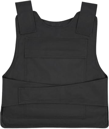 LENDISIY Chaleco de protección antipinchazos, chaleco táctico con disco de acero al manganeso, chaleco resistente a los pinchazos para la seguridad de la policía, 50 x 58 cm, Negro , 50 * 58 cm