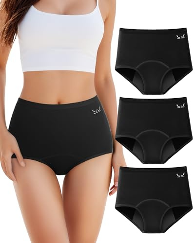 TANSTC Culotte Menstruelle pour Femmes sous-Vêtements Anti-Fuites Physiologique en Coton De Protection À La Période Post-Partum Taille Mi-Haute Slips (S Lot 3)