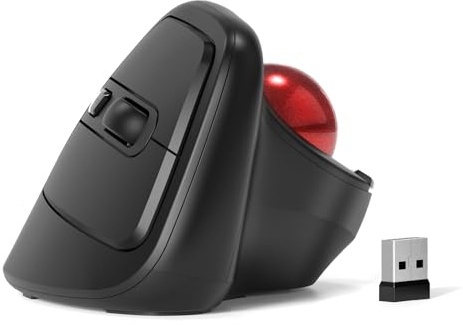 MicroPack - Mouse ergonomico wireless con trackball e 5 DPI regolabili, facile controllo del pollice, tracciamento preciso e fluido, aggiornamento, Bluetooth, mouse destro di medie dimensioni per