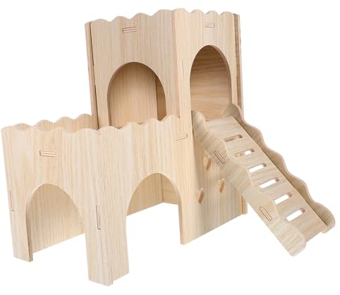 ibasenice Maison pour Hamster et Cobaye Cachette Double et Spacieuse Refuge Sécurisé pour Petits Rongeurs et Accessoire de Cage Multifonctionnel