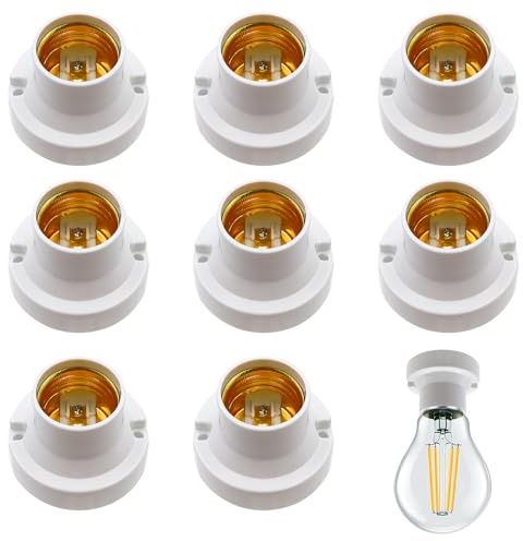 8 Pezzi Portalampada E27 Portalampada da Soffitto E27 Porta Lampada Vite AC 220 V Adatto a Tutti i Tipi di Luci a LED(Bianco(B))