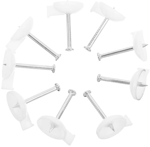 TOYANDONA 45pcs Steel Wall Nails 25mm Plastic Head Double Pins for Cement, Drywall, and Wallpaper Fixing – White Cable and Wire Staples for Home Storage and Curtain Hanging