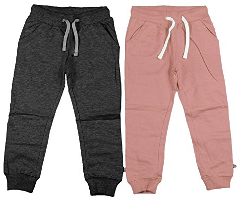 MINYMO Mädchen 2er Pack Sweat Pants/Freizeithose Für Hose, Mehrfarbig (Blusher/Rosa/Grau 568), 98 EU