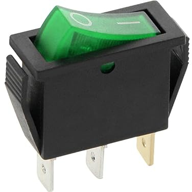 CABLEPELADO - Interruptor basculante ON-OFF SPST 3 pines | Interruptor 3 terminales | 16A 250VAC | Luz verde