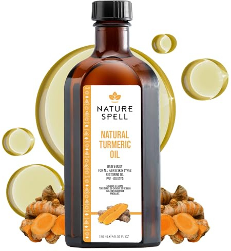 Nature Spell Turmeric Oil for Hair & Body, Pre-Diluted Oil to Soothe Muscular & Joint Pain and Promote Growth, For All Hair & Skin Types, Vegan, 150ml