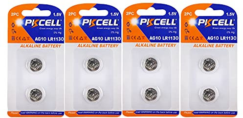 PKCELL Pilas alcalinas de botón AG10 LR1130/189/LR54 de 1,5 V (8 unidades)