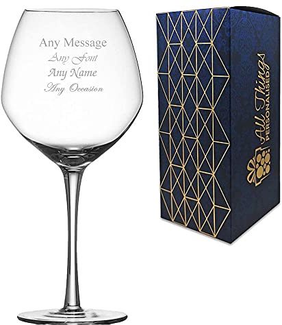 Personalised Engraved 20.5oz Cabernet Vins Jeunes Large Wine Glass or Gin Balloon, Perfect for Wine and Gin Lovers