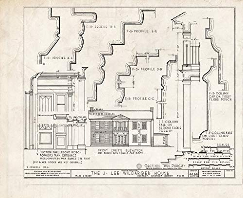 Historic Pictoric : Blueprint HABS TEX,11-Bast,2- (Sheet 2 of 5) - Wilbarger House, 1403 North Main Street, Bastrop, Bastrop County, TX 14in x 11in
