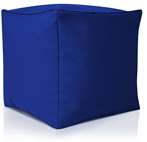 Green Bean Outdor Pouf-Hocker 40x40x40cm mit EPS-Perlen Füllung - Erweiterung & Addon für Sitzsäcke: Fußhocker Fußkissen - Bodenkissen Kinder & Erwachsene - Fußablage Sitzkissen Blau