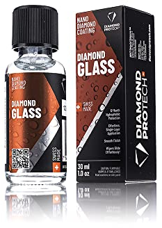 Diamond Glass 30 ml - Car Detailing Trattamento Ceramico per Parabrezza DURATA 12 MESI, Lucidatura Vetri Auto Rain Off Anti Pioggia - Cera Vetri Auto, Nanotecnologia Idrorepellente Antigraffio