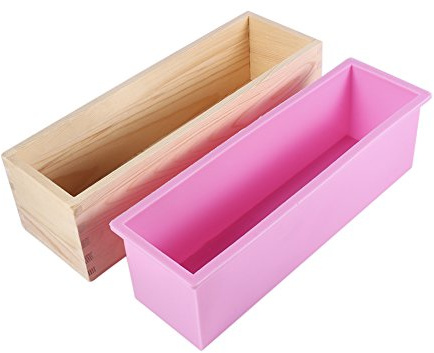 Moule à Savon Moule à Savon en Silicone Moule à Savon Rectangle avec Boîte en Bois Moule à Savon Flexible Outil de Fabrication pour Savon Gâteau Pain