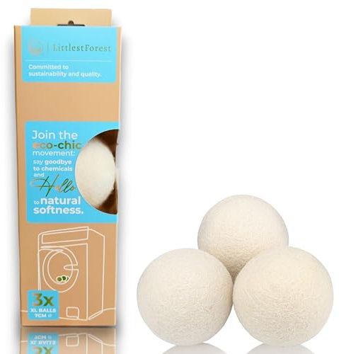 Balles de Séchage en Laine, Bolules de Seche Anti-statique pour Linge. Assouplissant Naturel Réutilisable XL, Organique Hypoallergénique, Fabriqué en Nouvelle-Zélande.