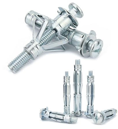 Wzhtuzi Hohlraumdübel, Rigipsdübel, Spreizdübel, Metall, verzinkt, für Gipskartonplatten, Hohlwand, Hohlziegel, Holzplatte, Zementfaserplatten, trockenhängende Fliesen