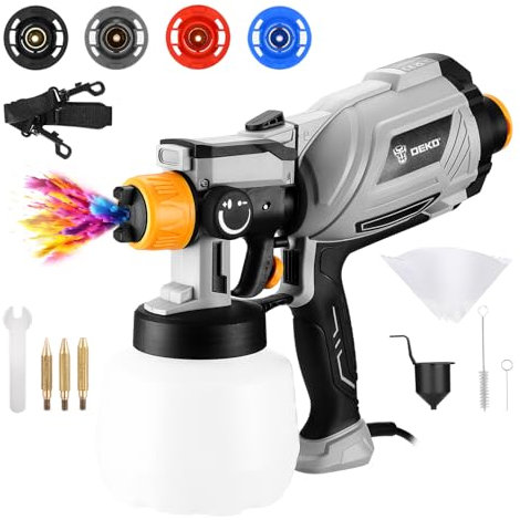 Pulverizador de Pintura DEKOPRO 1000W HVLP - 1200ml,Alta Potencia,Fácil Limpieza,para Casas, Muebles, Puertas,Sillas de Jardín,etc