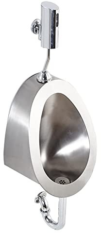 NSTVVEE An der Wand montiertes Urinal aus Edelstahl 304, Männerurinal mit Infrarotsensor, Toilettenurinal mit Abfluss und Sensor, für den Einsatz zu Hause, in der Schule und im Hotel