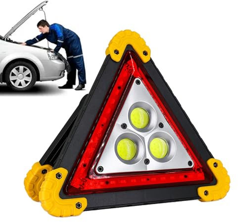 Duroecsain Triángulo de advertencia LED, panel de seguridad triangular LED | Luces triangulares Recargables | Reflectores de seguridad luminosos y llamativos, ligeros y portátiles.