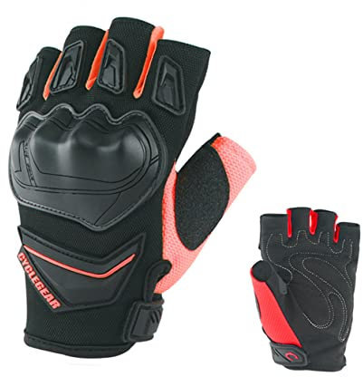 Yardwe 1 Paar Halbfingerhandschuhe Halbe Finger Kurze Handschuhe Atmungsaktive Handschuhe Rot