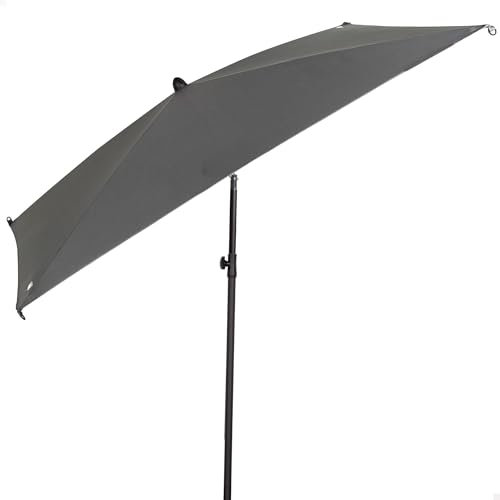 AKTIVE 61151 Sombrilla de terraza Cuadrada, 175x175 cm, Gris, Mástil de Acero inclinable, Tejido poliéster con protección UV30, 4 Varillas Resistentes, Fácil de Montar y almacenar, Parasol jardín