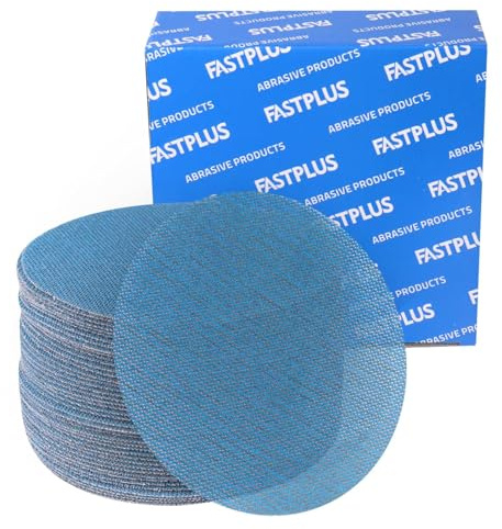 FASTPLUS Disques Abrasifs 150mm Grain 80 Filet Céramique Papier à Poncer Anti Poussière Papier de verre Disque de ponçage pour Ponceuse Orbitale