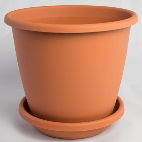 Nevada Plant Pot with Matching Saucer, Terracotta Diameter 12 cm