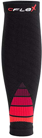 CFLEX Herren & Damen Sport Kompressions Stulpe (1 Paar) Wadenbandage - Schwarz-Rot L-XL