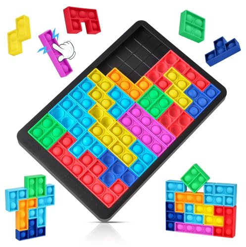 Ainiv Pop Fidget It Toy, 25PCS Pop It Tangram Infantil, Silicone Pop Push It Fidget Toy, Popit Rompecabezas, Pop Puzzle Popper Fidget Game, Tangram Adultos Juguete Antiestrés para Ninos y Adultos