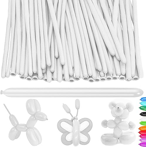 YOUYIKE 100 Stück Modellierballons, Lange Luftballons zum Formen, Modellier Luftballons für Tiere, Magischer Ballon, für Geburtstage Veranstaltungen Dekoration, Partys, Hochzeiten (Weiß)
