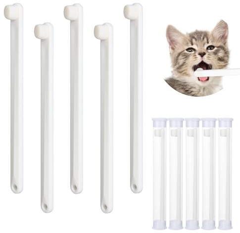 Newday Small Dog & Cat Toothbrush 5 Set, Micro Nano Bristles to Clean pet Teeth Toothbrushes, Puppy Dogs Pet Tooth Cleaning Kit with Storage Box（White