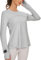 IECCP Damen UPF 50+ UV Sonnenschutz Shirt Wandern Shirts Langarm Laufshirt für Outdoor Sport Surfen Running,Yoga Light Gray M