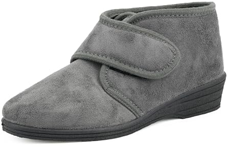 JOMIX Ciabatte Donna Invernali Chiuse Pantofole Strappo da Anziani Ortopediche Comode Alte per Piedi Gonfi Calde e Morbide da Casa Signora da Inverno ITD1424 Grigio 39
