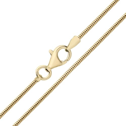 Old English Jewellers 9ct Yellow Gold on Silver Solid 1.4mm Snake Chain Necklace 16 18 20 22 24 (18 inch)
