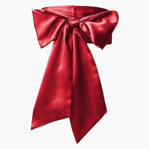 VOANZO Cinturón de Novia para Mujer, cinturón de satén para Boda, Fiesta, Novia, Lazo de Cinta, Accesorios para Fiestas, Ocasiones Especiales, 3,7 Pulgadas de Ancho, Talla única (Rojo Vino)
