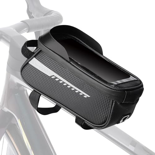 Borsa del supporto per telefono bici, borsa per telaio per bici impermeabile,Bicchiera in bicicletta da manubrio - Schermo tocco-screen per ciclismo in bici impermeabile con copertura di pioggia