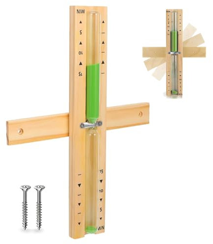 Sauna Sanduhr,Saunauhr,Sanduhr Sauna,Saunauhr Sanduhr,15 Minuten Zeitmessung,Sauna Zeitmessgerät Mit Rotierender Sanduhr,Uhr Aus Holz Grün Sand,Einfache Montage Inkl. Befestigungsmaterial