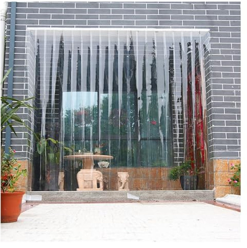 Cortinas de Vinilo Resistentes para Puerta, Kit Transparente de Tiras de plástico Liso de PVC, para Cocina, Tienda, fábrica y casa de Mascotas (tamaño: 180 x 200 cm)