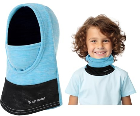 BWBIKE Kids Balaclava 6-13 Ans - Masque de Ski Polaire Chaud et Coupe-Vent pour Le Cyclisme, Le Ski et Les Sports de Plein Air, sous Le Casque Couvre-Visage pour Garçons et Filles