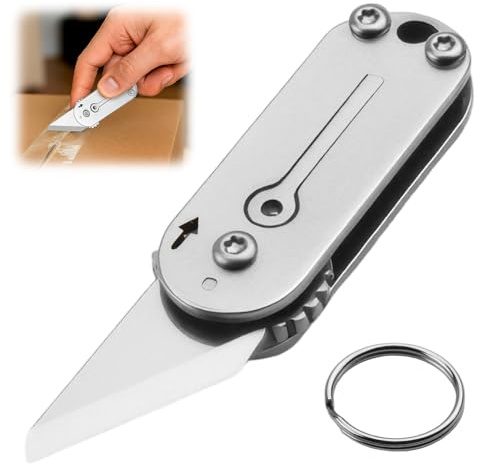 JRILUO Multi Mini Pocket Box Opener, Small Pocket Multi Tool, Folding Utility Multitool, Titanium Box Tool, EDC Gadgets Outdoor Camping, DIY, Gift for Men