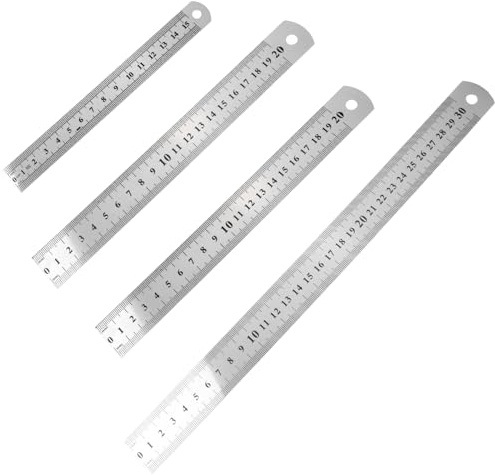 Mesure à Échelle Metal Double Face Regle, Lot de 4 Règle en Acier Inoxydable, 15cm 20cm 20cm 30cm Précision Règle Métal Droite, pour la Menuiserie et le Maquettisme, la Peindre et la Mesure