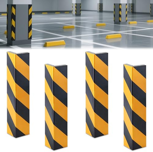 4 stycken kantskydd garage – 40 x 10 x 1,5 cm dörrkantskydd självhäftande kantskydd med svarta och gula remsor, för väggskydd, garage, parkeringsplats, lagerhallar