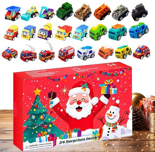 Adventskalender bilar – 37,6 x 22,7 cm – byggfordon, daglig festritual | 2025-kalendrar – byggfordon som är lätta att förstå, 24 dagars nedräkning