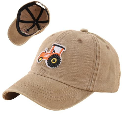 FCXVXCL Tractor Casquette de Baseball pour Enfant, Casquette À Visière Brodée D'Excavatrice, Casquette De Baseball À Boucle Arrière Réglable, Chapeau De Soleil D'Été 1
