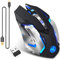 Zienstar-Recargable Ratón para Gamer Inalámbrico 2.4Ghz con Receptor USB,7 Colores Retroiluminado-Negro Plateado