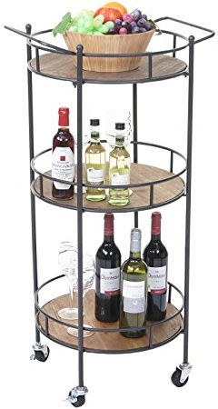 Mendler Servierwagen HWC-A43, Barwagen Teewagen, Tanne Holz massiv Vintage 100x50x43cm