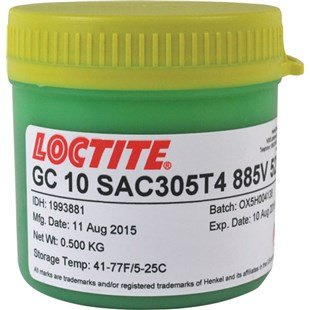 Loctite IDH 1993881 GC 10 Solder Paste No-Clean SAC305 T4 Temperature Stable 500 Gram Jar