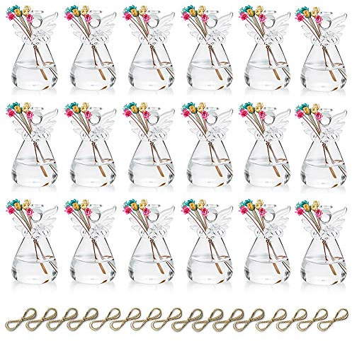 Sziqiqi Clear Glass Guardian Angel Vases Bulk for Hanging Vases for Buds Cuttings Greenery Hydroponic Plant Containers Room Ornaments Bautizo Decorations 3.5inch/20Pcs